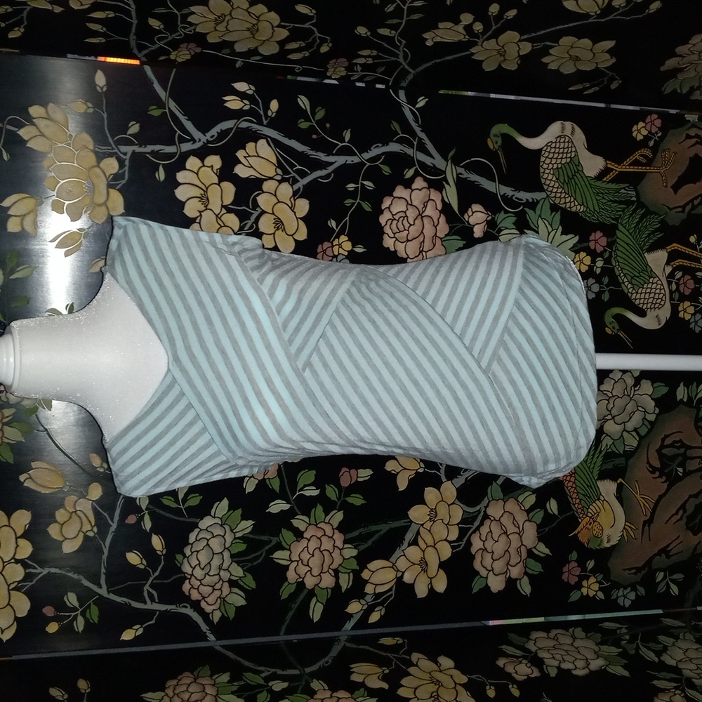 Haani Women's Mint Green & Grey Sleeveless Blouse Size M